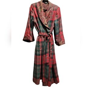 Vintage Valentino Intimo plaid and paisley wool robe!  Size Small